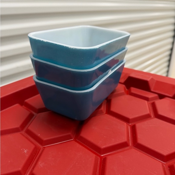 Pyrex Other - Set of Three Small Blue PYREX 502 Fridgies